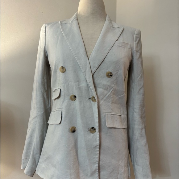 Theory Women's Cream Double-Breasted Blazer - Picture 2 of 6